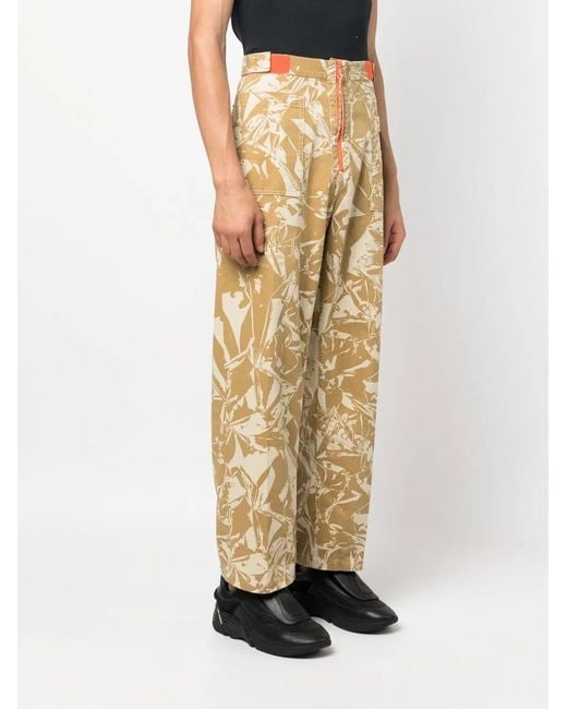 Aries Natural Graphic-Print Cotton Twill Trousers for men
