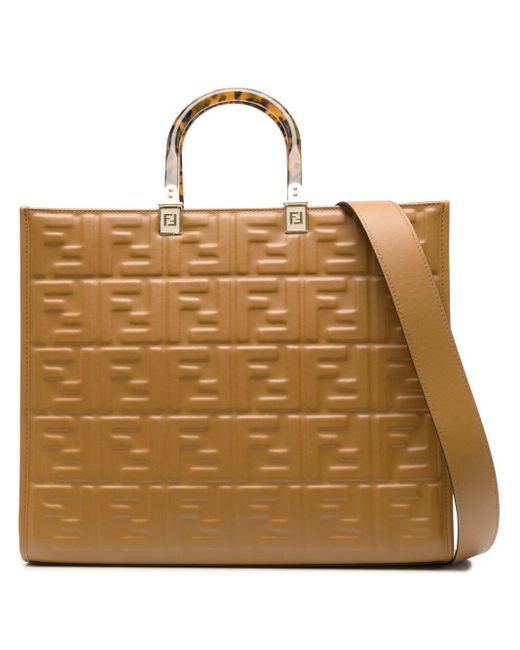 Fendi Natural Ff Logo-Embossed Tote Bag