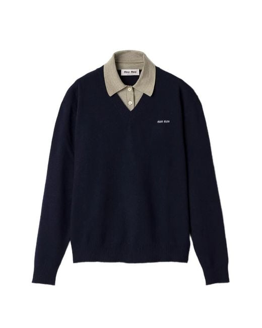 Miu Miu Blue Wool And Cashmere Sweater