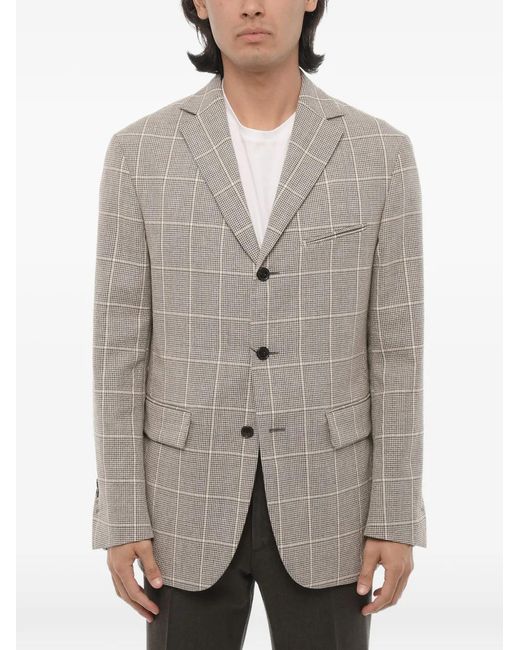 Corneliani Gray Checked Single-Breasted Circle Blazer for men