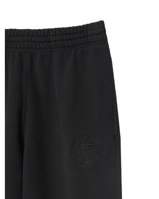 Burberry Black Equestrian Knight Cotton Jogging Pants for men