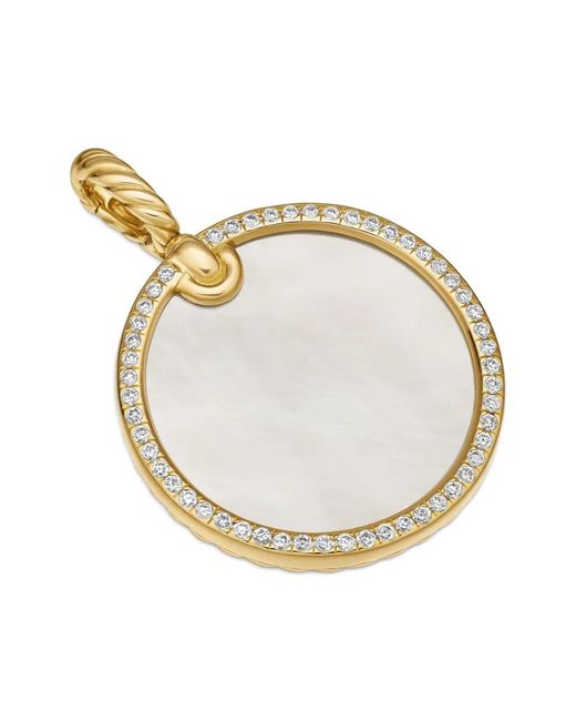 David Yurman Metallic 18Kt Dy Elements Disc Diamond Rim Pendant (24Mm)