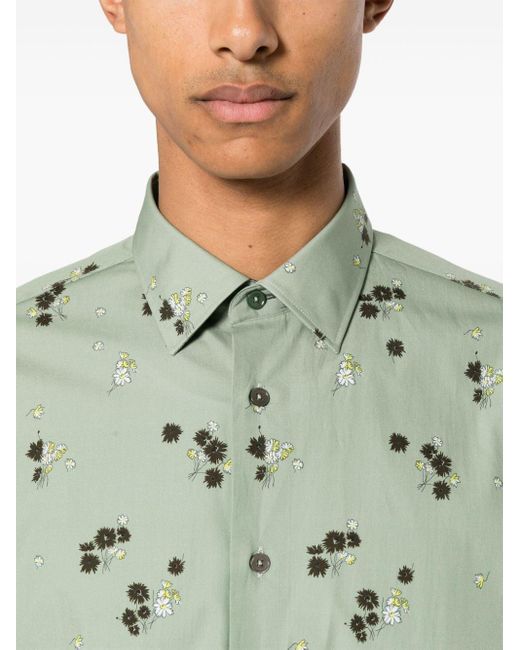 Paul Smith Green Narcissus Floral Cotton Shirt for men