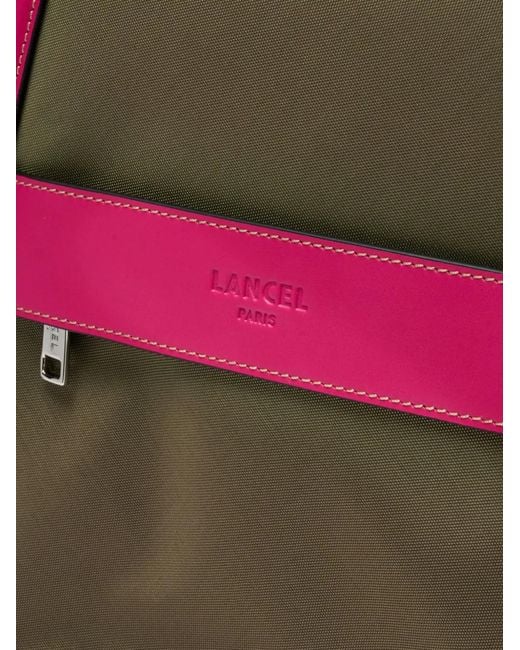 Lancel Red Mistral Monogram-Jacquard Leather-Trim Weekend Bag