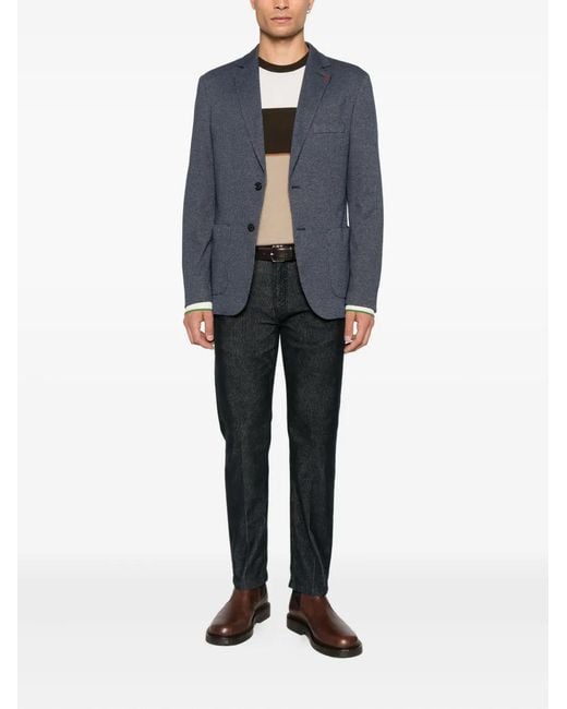 Liu Jo Blue Checked Single-Breasted Blazer for men