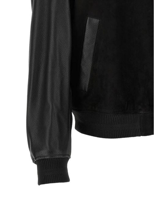 Boss Black Monogram-Patch Bomber Jacket for men