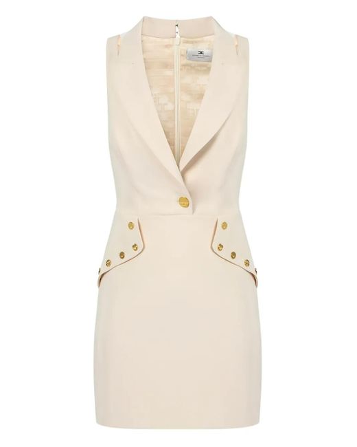 Elisabetta Franchi Natural Peak-Lapel Mini Dress