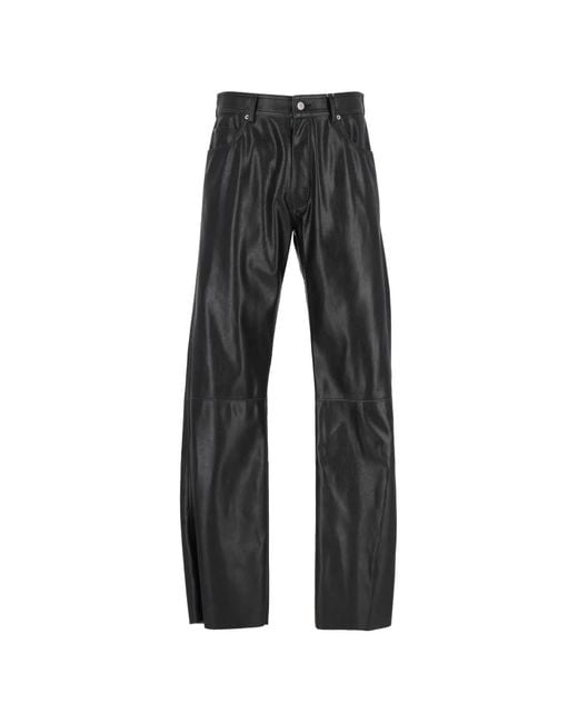MM6 by Maison Margiela Black Leather-Effect Trousers for men