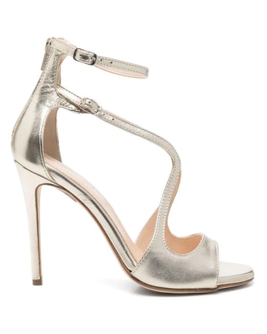 Anna F. 110mm Metallic-finish Leather Sandals White