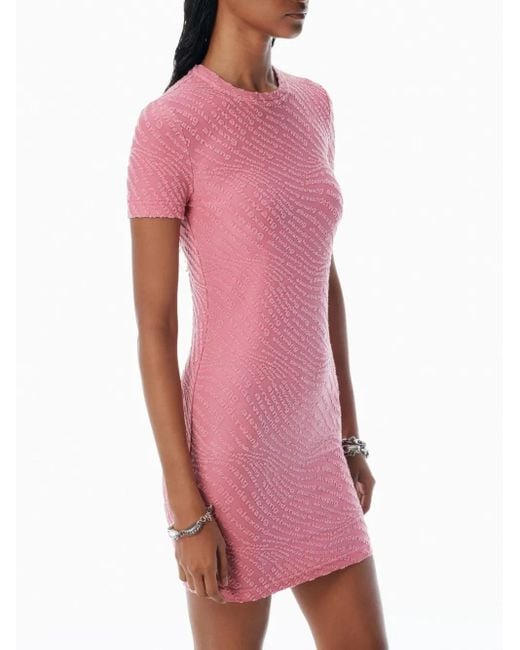 Alexander Wang Jurk Met Korte Mouwen En Logo-Reliëf in het Pink