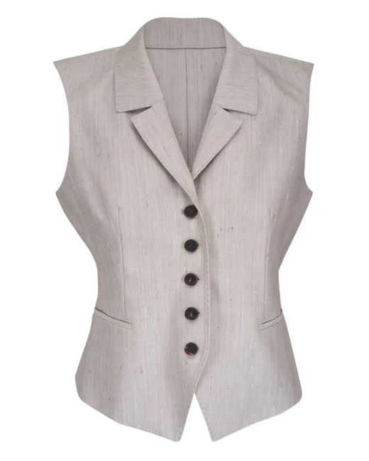 Lafayette 148 New York Gray Silk-Blend Waistcoat