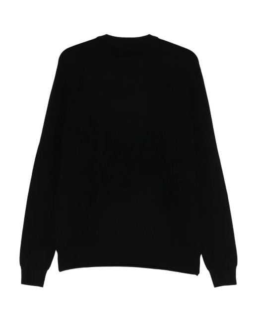 Aspesi Black Ribbed Crew-Neck Sweater for men