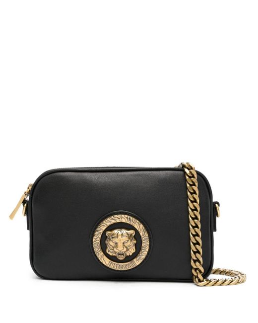 Just Cavalli Tiger Head Faux-leather Crossbody Bag in Black | Lyst