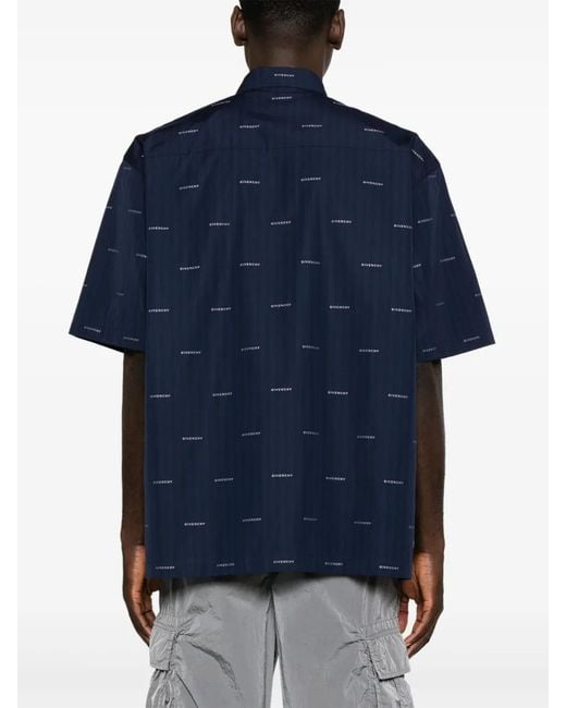 Givenchy Katoenen Overhemd Met Logoprint in het Blue voor heren