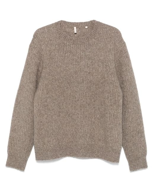 sunflower Brown Ribbed Mélange Crew-Neck Knitted Sweater for men