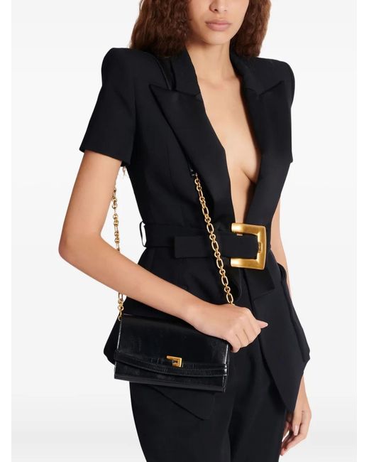 Balmain Black Belt-Detail Clutch Bag