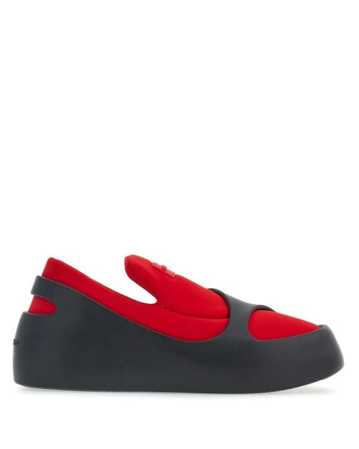Ferragamo Red Futuristic Cut-Out Sneakers for men