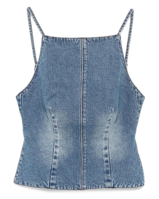 Ksubi Blue Apron Relik Jeansoberteil mit Schnürung