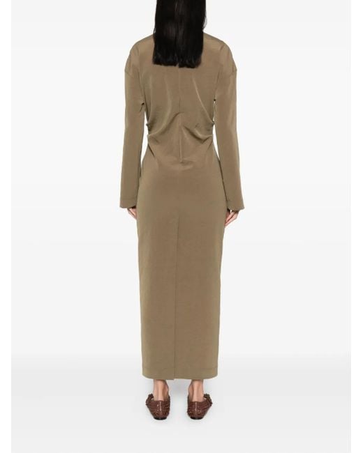 Nanushka Natural Jamson Draped Turtleneck Midi Dress