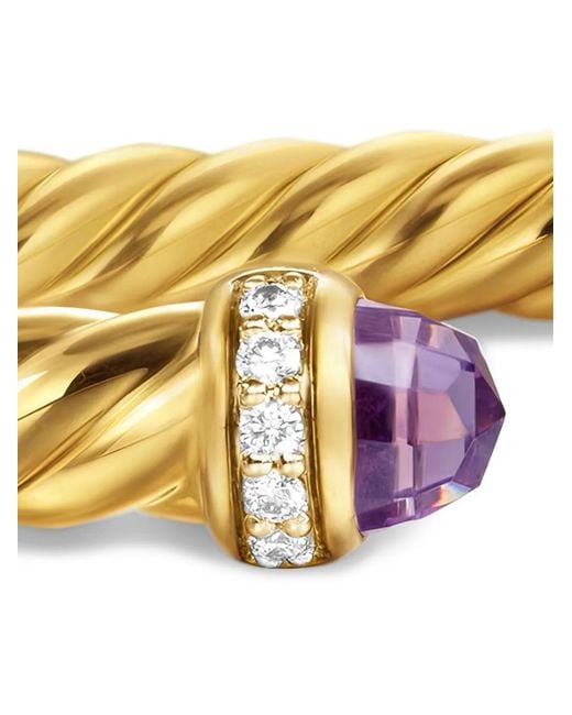 David Yurman Metallic 18Kt Cablespira Flex Amethyst And Diamond Bracelet (4Mm)