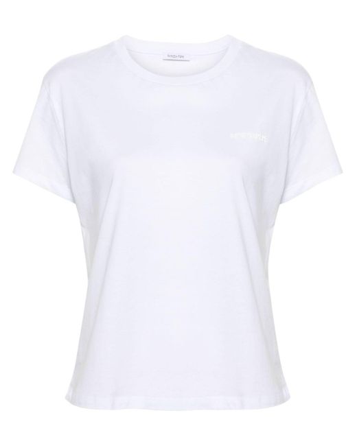 T-shirt en coton à logo pailleté Patrizia Pepe en coloris White