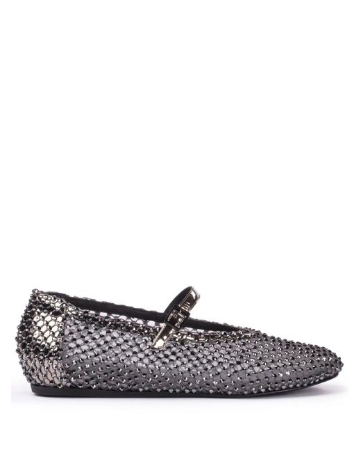 Le Silla Gray Gilda Crystal-Embellished Ballerina Shoes