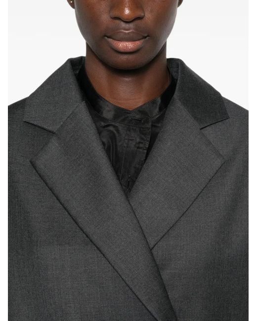 Loulou de Saison Black Notched-Lapel Double-Breasted Blazer
