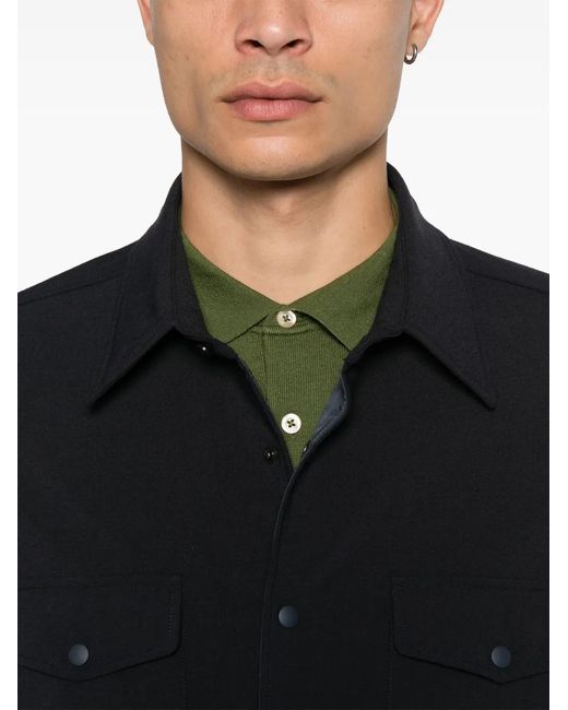 Aspesi Black Flannel Shirt Jacket for men