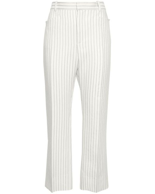 Tom Ford White Wool Striped Trousers