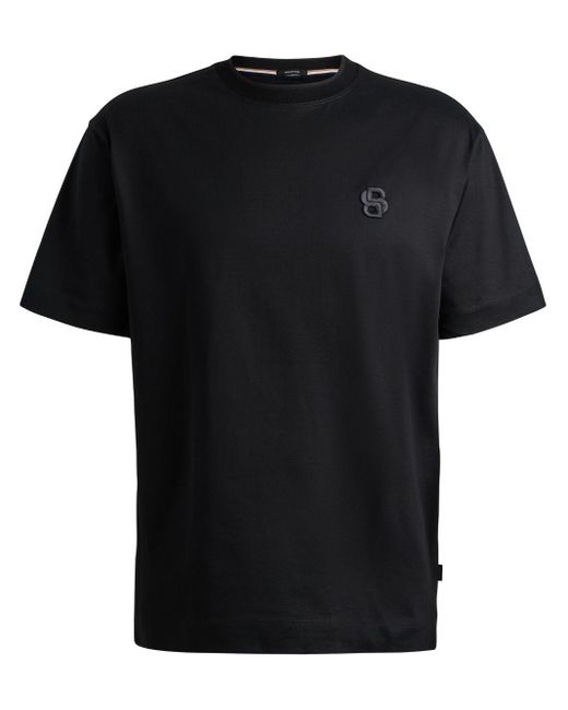 Boss Black Logo-embroidered Cotton T-shirt for men
