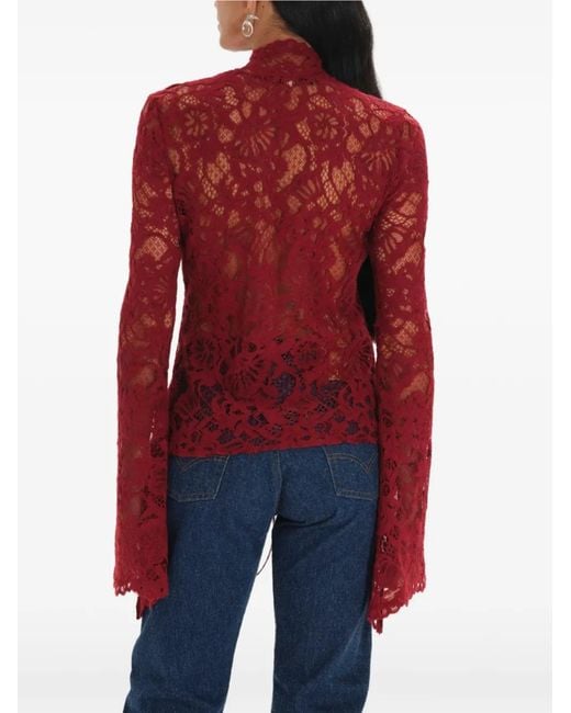 MANURI Red Floral Lace Blouse