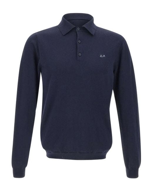 Sun 68 Blue Long-Sleeve Polo Shirt for men