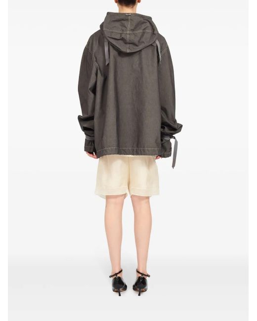 Maison Margiela Gray Hooded Drawstring-Waist Denim Jacket