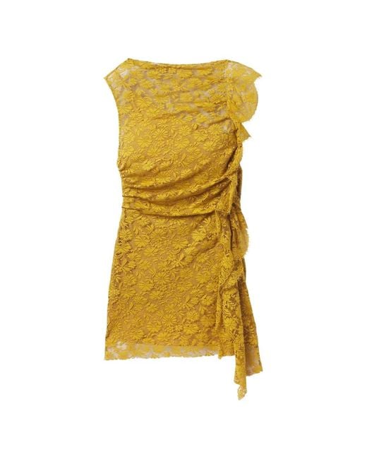 A.L.C. Yellow Astra Ruffled Mini Dress