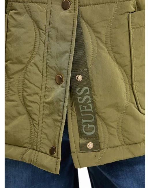 Guess Green Corine Quilted Drawstring Jacket