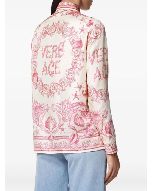 Versace Blouse Met Underwater Barocco-Print in het Pink
