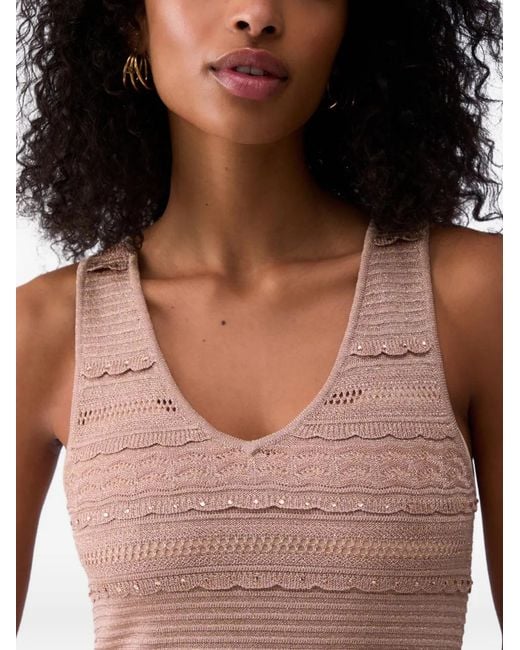 Liu Jo Natural Robe Longue En Maille Ajourée