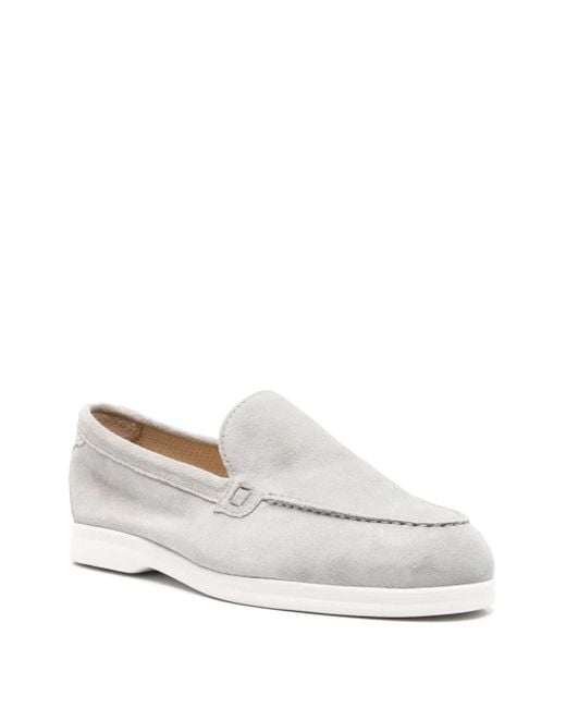 Doucal's White Slip-On Suede Moccasins