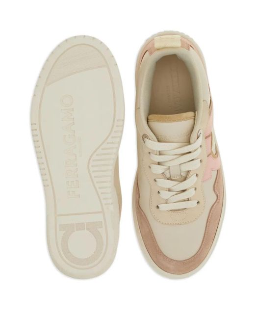 Ferragamo White Gancini Leather Sneakers
