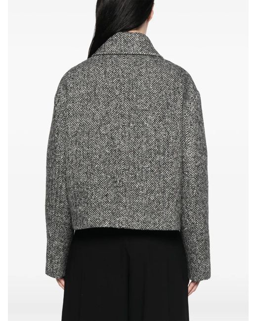 Valentino Garavani Gray Urban Wool Chevron Peacoat
