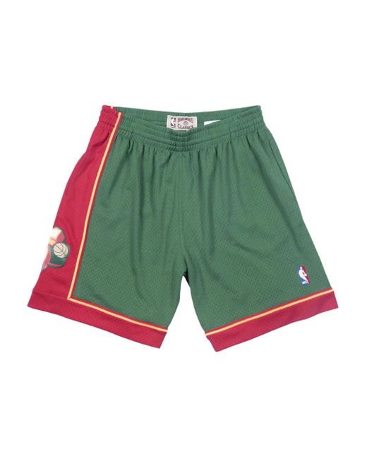 Mitchell & Ness X Nba Swingman Seattle Supersonics Shorts in het Green voor heren