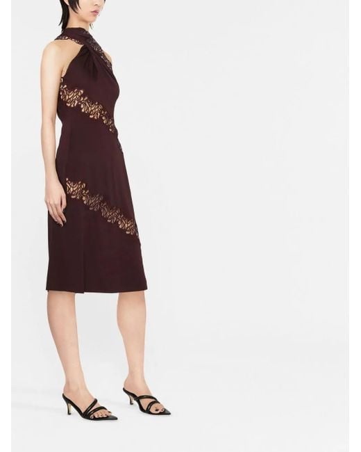 Stella McCartney Purple Lace-Detail Halterneck Dress