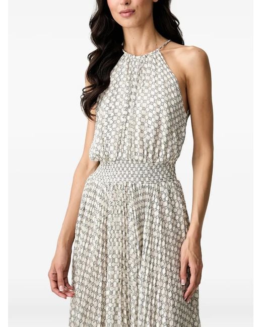 Morgan Natural Robe Mi-Longue Froncée