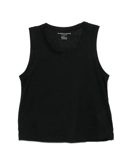 Majestic Filatures Black Crew-Neck Tank Top