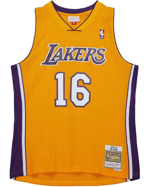 メンズ Mitchell & Ness 2009-2010 Hardwood Classics Pau Gasol Los Angeles Lakers スウィングマン ジャージ Yellow