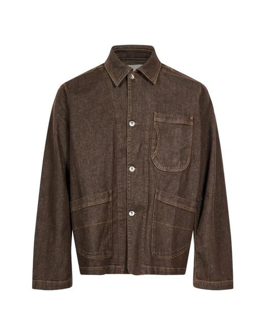 YMC Brown Construction Contrast-Stitch Denim Jacket for men