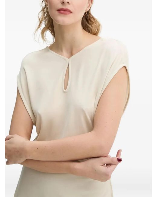 Bruuns Bazaar White Keyhole-Neckline Sleeveless Top