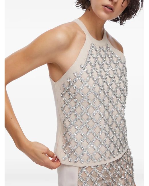 Liu Jo White Top With Bejewelled Embellishment