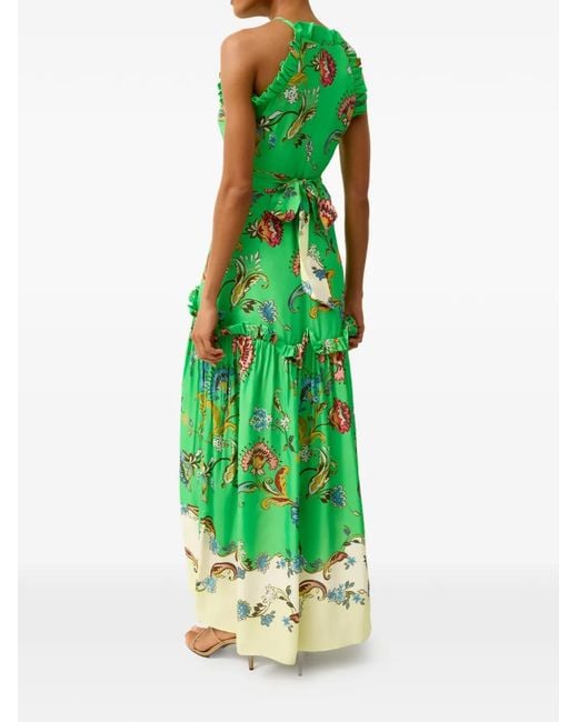 Marie Oliver Green Keenan Ruffled Floral Print Dress