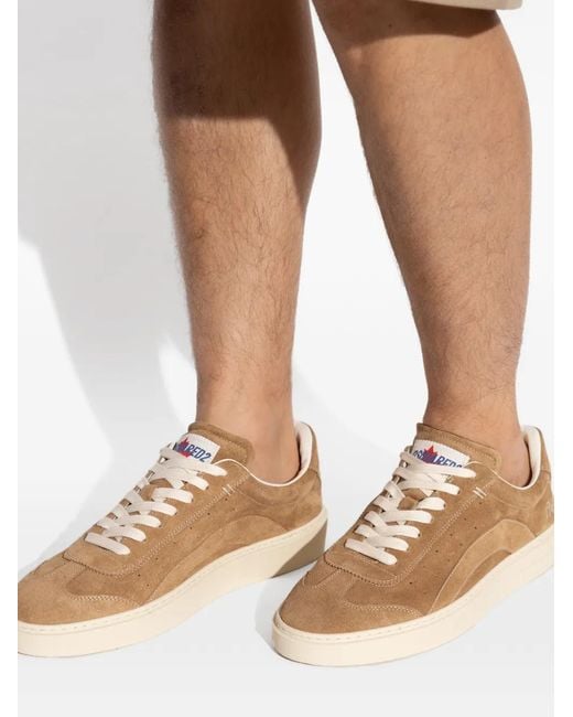 DSquared² Brown Calf Suede Lace-Up Trainers for men